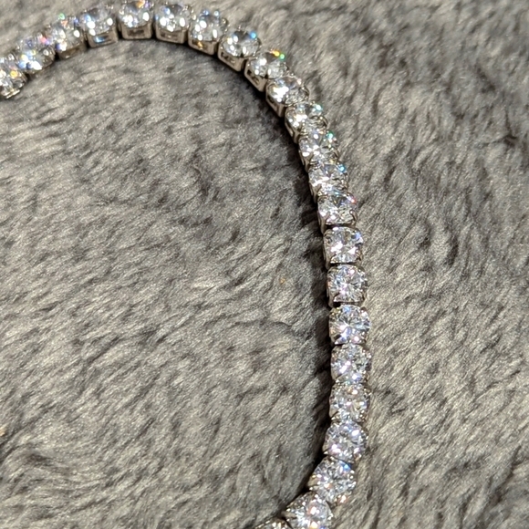 Classic CZ Tennis Bracelet set in Rhodium - 44 - 1/4 Carat Stones - Picture 8 of 9
